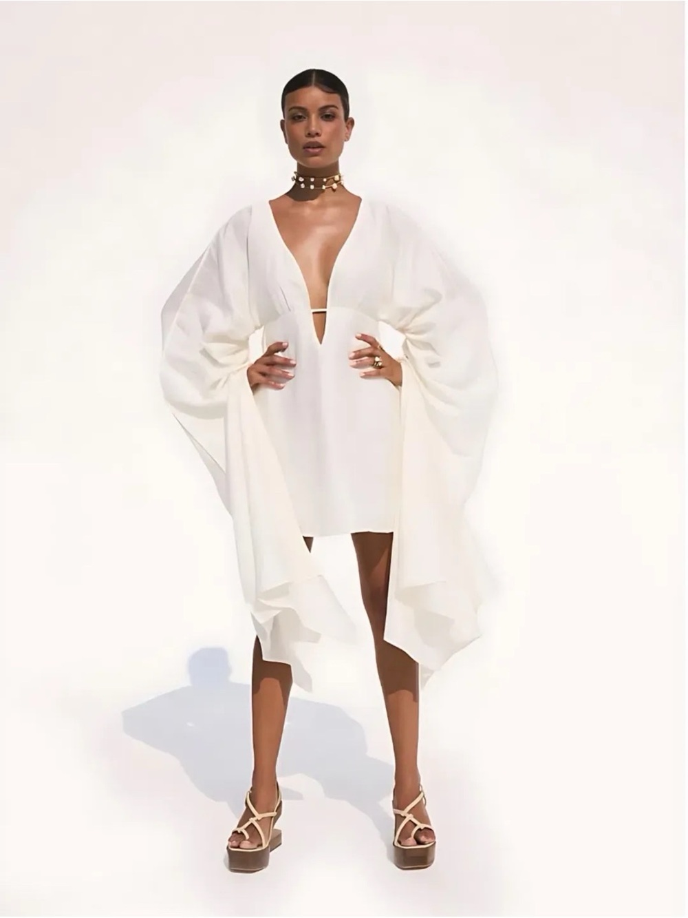 Cult Gaia XS Ashley linen mini dress off white